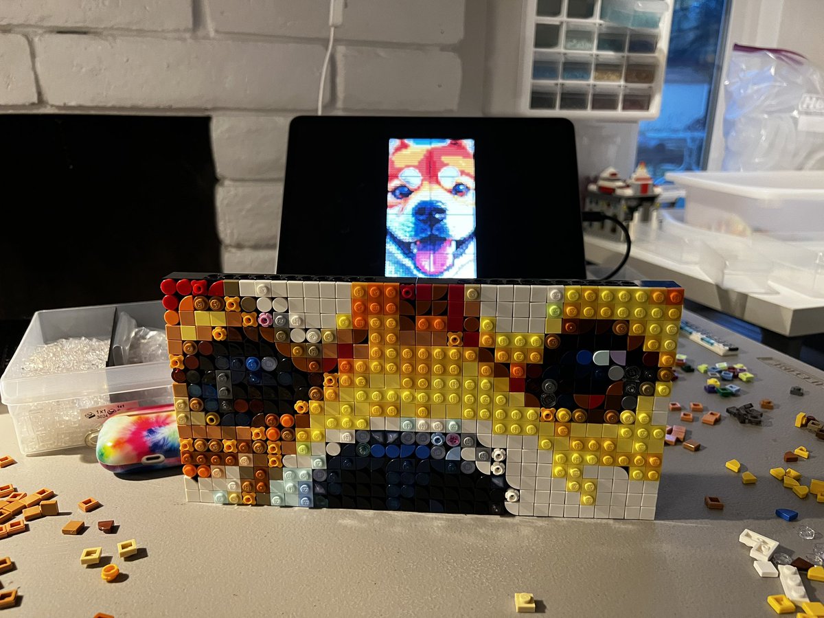 BryanKilfoil's tweet photo. In the running 🏃‍♂️ for cutest mosaic for sure! Good Doge!!🐕
"Doge" LEGO Mosaic 96x96
(In progress!!)
@lego
#bks360x365
#lego
#legomosaic
#legomosaics
#legoart
#mosaicart
#mosaics
#legoplates
#artwork
#pixelated
#art
#artist
#afolcommunity
#instalego
#brickartist
#legomoc
#AFOL
#BrickArt
#LEGOPhotography
#LEGOIdeas
#DIYArt
#PixelArt
#ArtTherapy