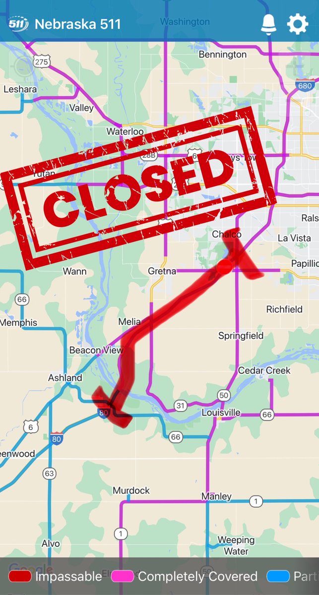 NEStatePatrol's tweet image. I-80 is CLOSED in both directions between MM426-MM439 (between west Omaha and Ashland) because of multiple crashes and poor driving conditions. 

Please avoid travel in areas affected by this freezing rain.