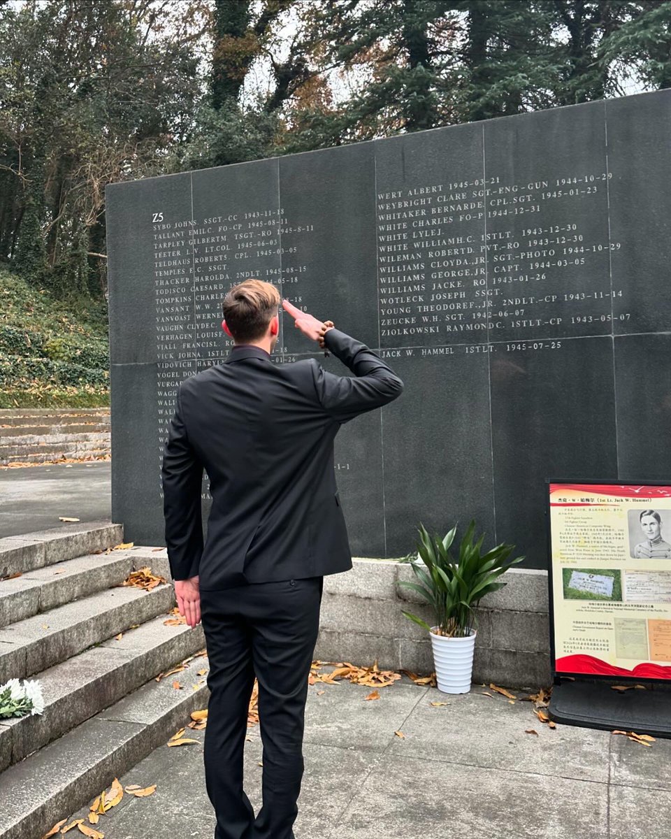 EvanKail's tweet photo. Saluting and paying my respects to Americans who lost their lives serving in China during World War 2. 
🇺🇸 🇨🇳 ☮️ https://t.co/hRo5xcHmZw