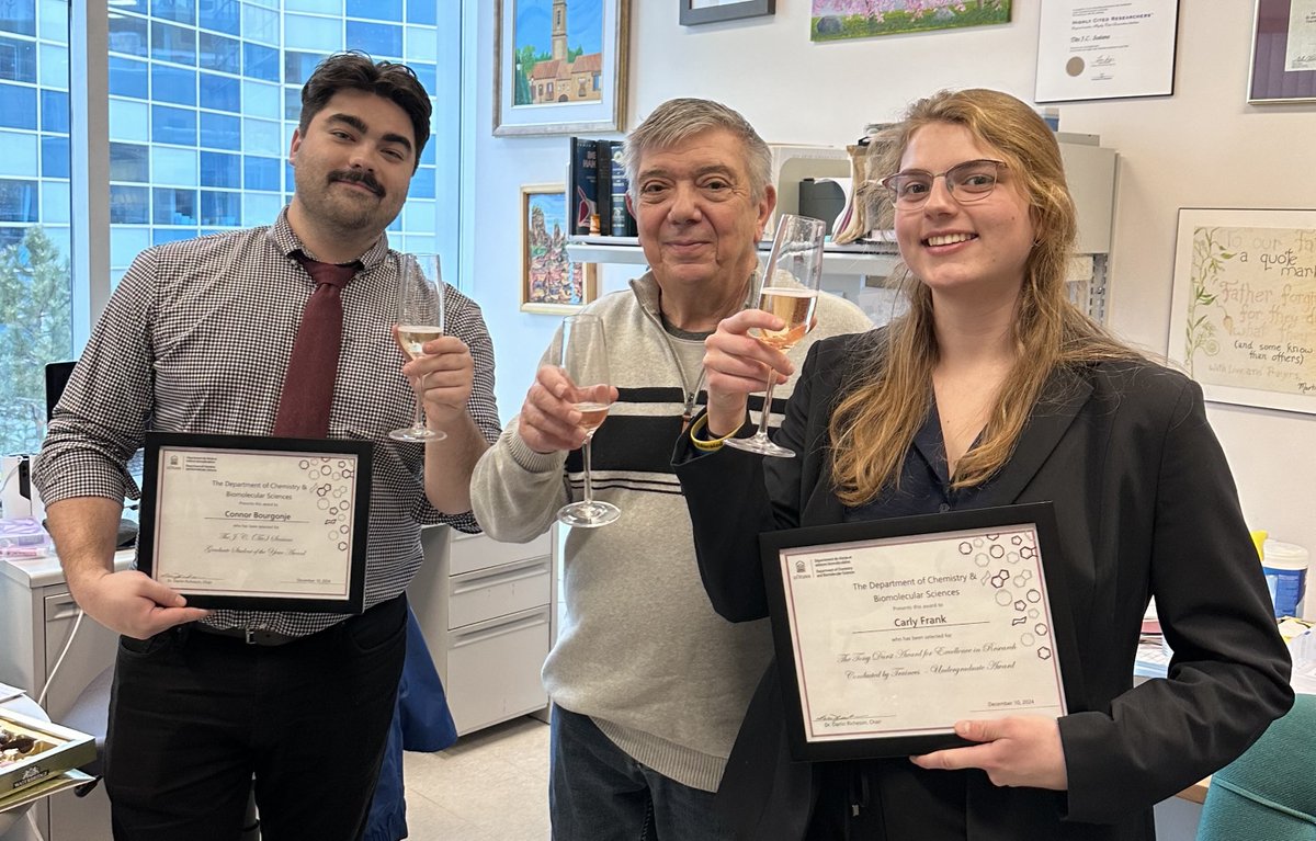 Congratulations to Carly and Connor, winners of the Department of Chemistry and Biomolecular Sciences  awards for trainee and graduate students. Nice to see your achievements recognized in our Department. Well done!