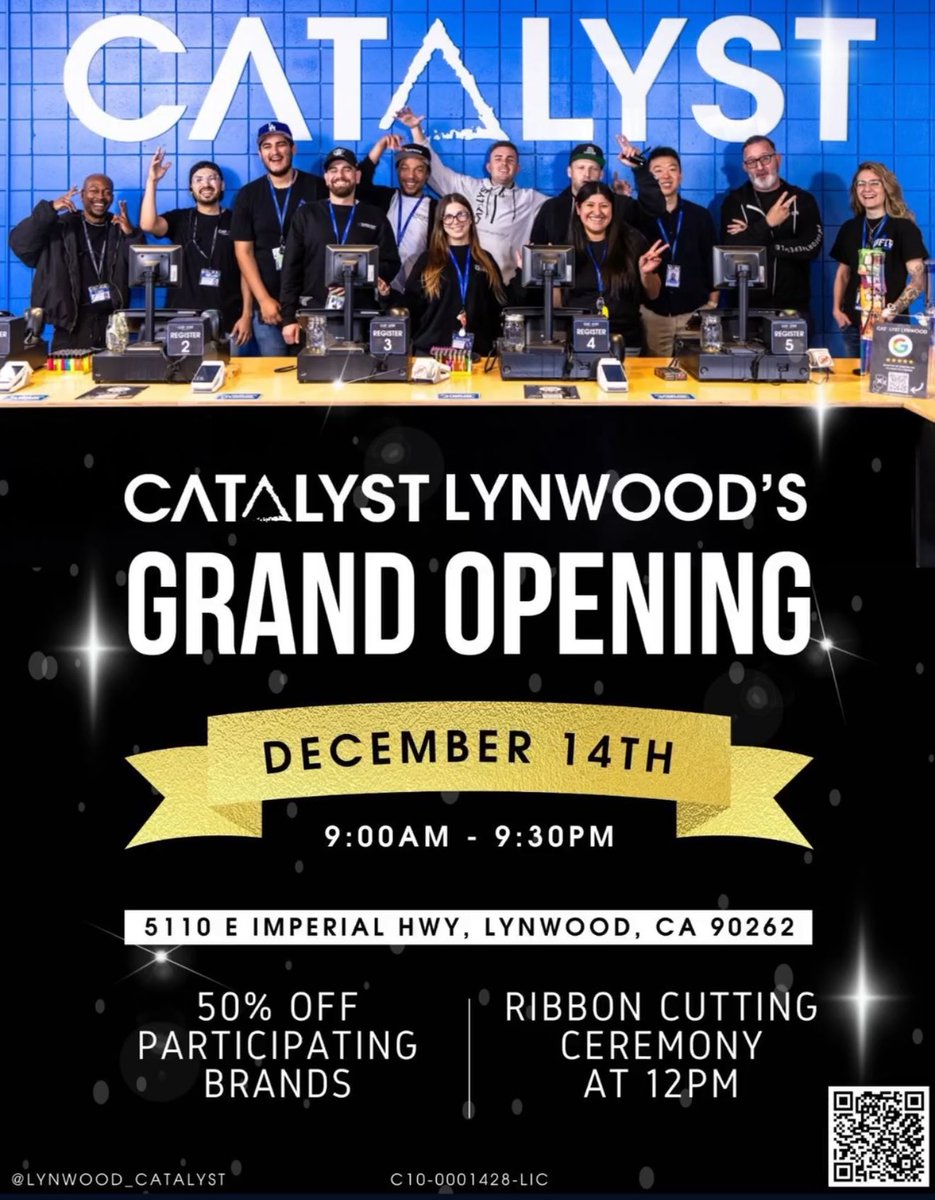 catalyst_ceo's tweet image. LFG !!!!! #Lynwood GRAND OPENING is tomorrow.
Thank you to all the brands joining us to celebrate 🍾
Ribbon cutting ✂️ 12pm
🪝🪝🪝🪝🪝🪝🪝🪝🪝🪝🪝🪝🪝🪝🪝
We got 50% Off participating Brands all day, Brand demos, Food, Music and More 🎉🎉🎉
#WFTP 🇺🇸