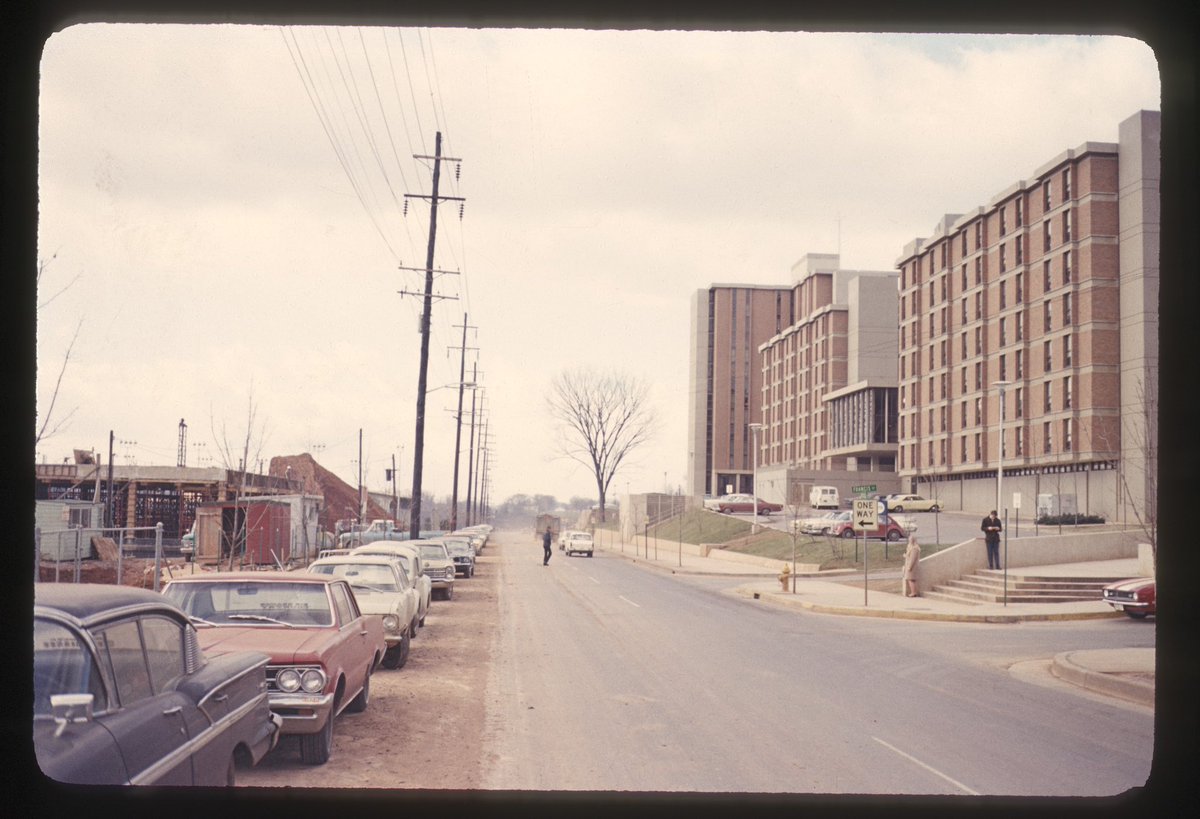 zachkeith's tweet photo. Photos of Humes Hall and the rest of Presidential Court followed by Clement Hall on the University of Tennessee’s  campus. Taken between 1964-1969. https://t.co/3MWdAMw3UO