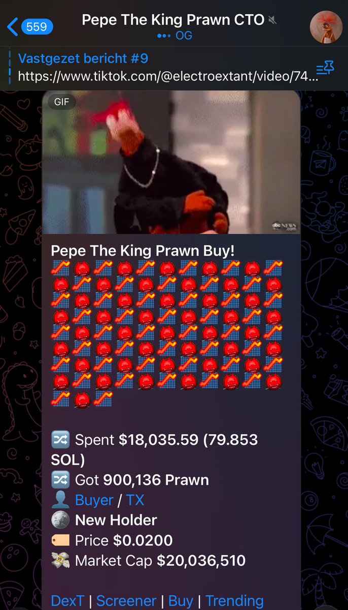 Sherlockrypto's tweet photo. $PNUT $FRED #Fartcoin $Griffain #griffain whale just bought more $PRAWN @PepeKing_Prawn https://t.co/AwLPpbPhU0