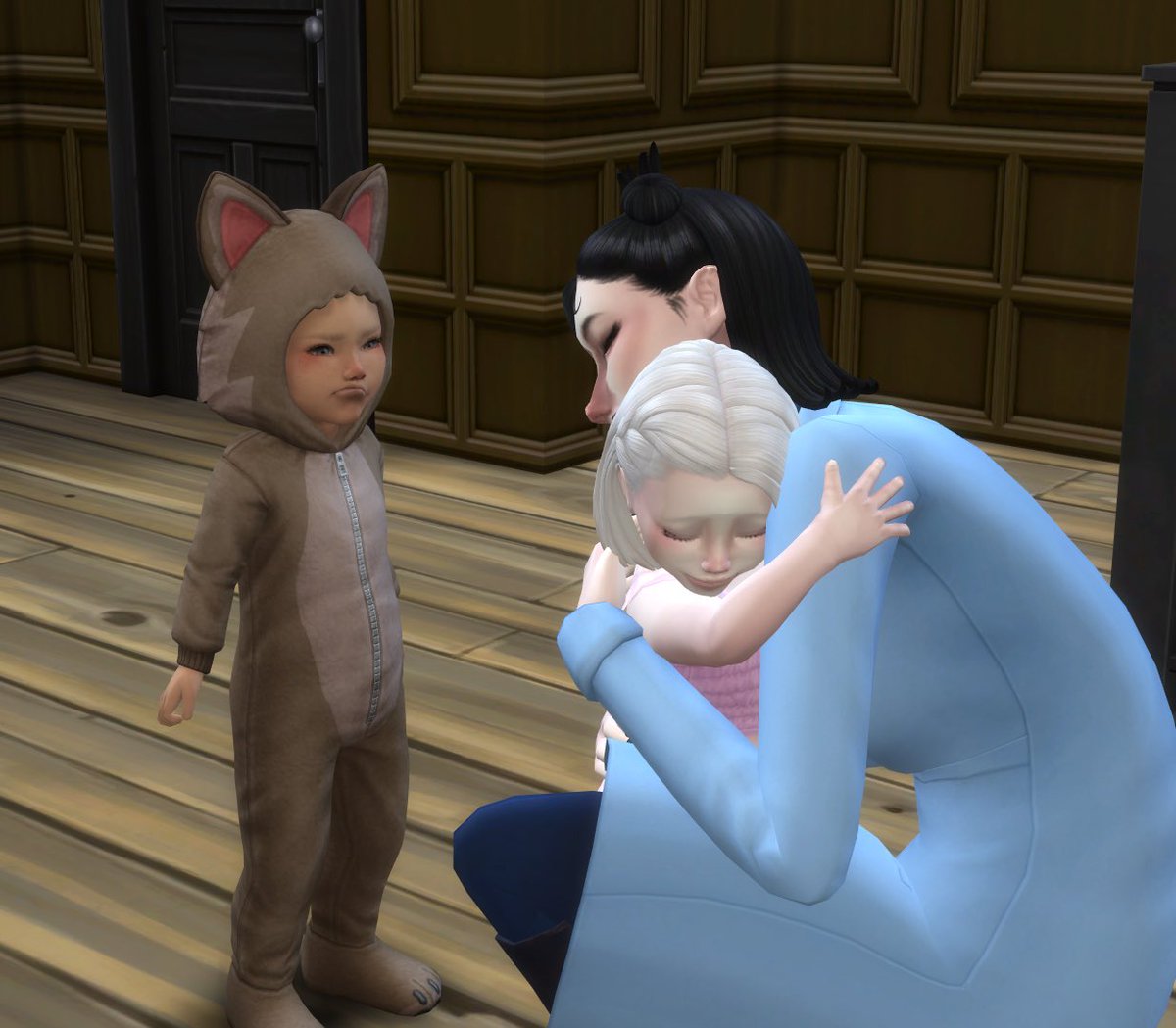 qynchiiplays's tweet photo. then we unsuccessfully tried to seduce Greg… I didn’t know he didn’t have a woohoo option until after 😅

sooo we got with Christopher! &amp; he gave us baby Maxine 🐺

I also had Eve get a job as a scientist for exactly 3 days before she got fired .. we needed those rare gems! https://t.co/vLoPgPms6u