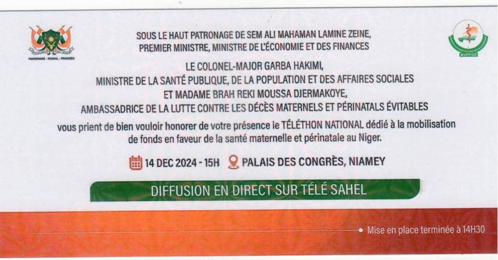 Suivez nous en direct sur télé Sahel.
Renforçons les plateaux techniques des hôpitaux de district par des ressources domestiques.Témoignons notre engagement pour la souveraineté et l'élan patriotique par nos gestes .
Soyez bénis.