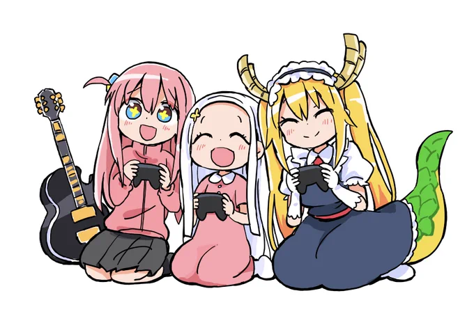 ぼっちちゃんサミちゃんトールちゃん ぼくの魔なむすめ2巻帯のカラー絵です #ぼくの魔なむすめ 