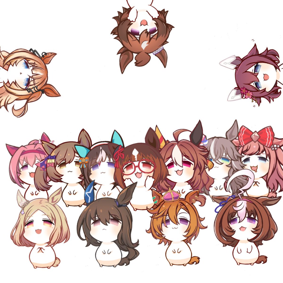 アドマイヤベガ(ウマ娘) ,アグネスデジタル(ウマ娘) ,コパノリッキー(ウマ娘) ,ハルウララ(ウマ娘) ,ホッコータルマエ(ウマ娘) ,メイショウドトウ(ウマ娘) ,ナリタトップロード(ウマ娘) ,テイエムオペラオー(ウマ娘) 「今年描いたモチモチウマ娘ズ。 」|冬 景 色👻NOKIAのイラスト
