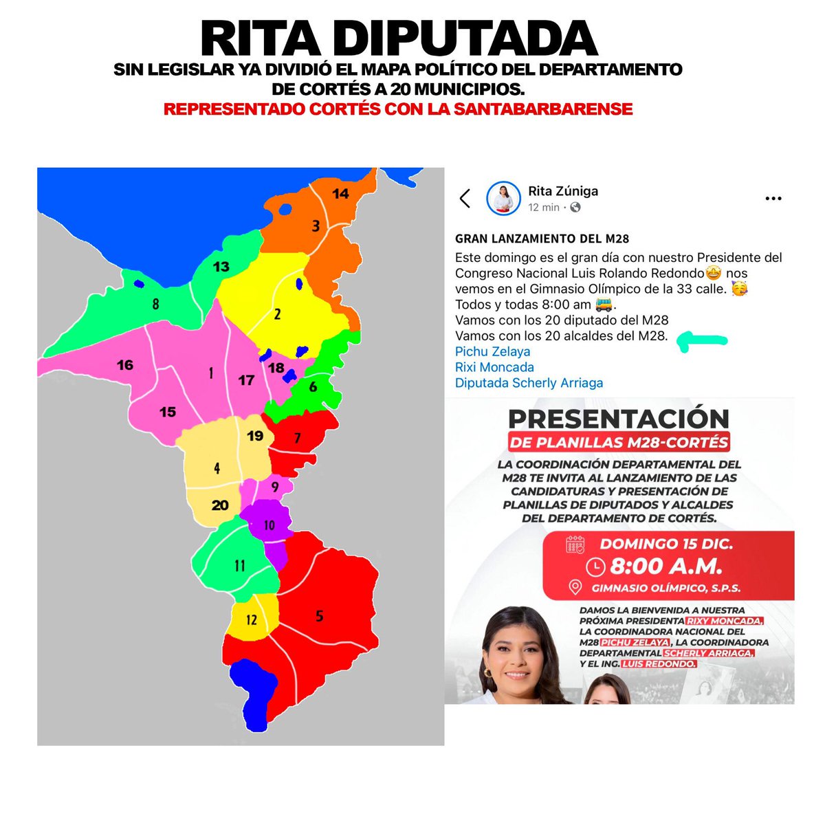 Que estaremos pagando los hondureños, 8x5=35, 16 departamentos, un himno con 8 estrofas y ahora resulta que el departamento de Cortés tiene 20 municipios.
Pareciera que hay una competencia de quién es más analfabeta en Libre, este Rudolf dejó locos al M28.
Para Reflexionar…