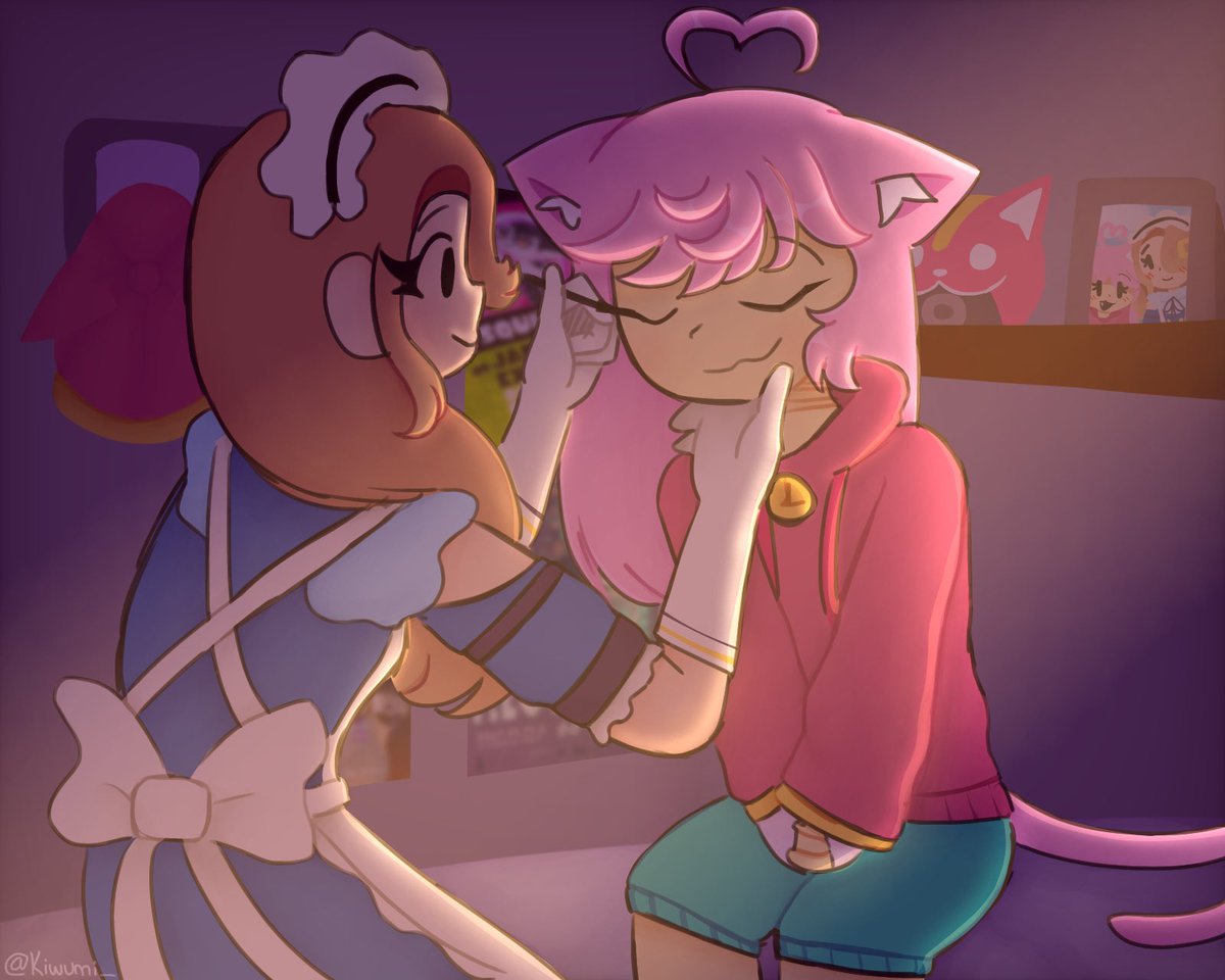 Kiwumi_'s tweet photo. Maid helping Neko with her makeup :D

#towerdefensesimulator #tds https://t.co/ltxI07Sijy