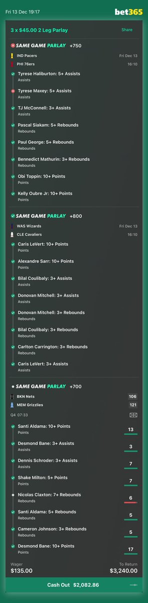 freshjive76's tweet photo. what the hell is this? claxton already has his 7th rebound and you’re offering me $2k on a bet that should already be full cashout?!? this is ridiculous. you guys are totally trying to rip people off with delayed stat updates. @bet365 ⁦@bet365help⁩ https://t.co/tbQCOlrwEu