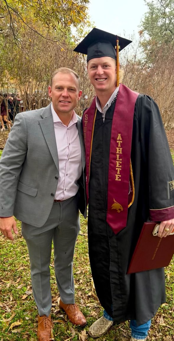 Congrats to these guys for walking across the stage and earning their degree from <a href="/txst/">Texas State University</a>! Best part of the job is watching these guys succeed not just on the field for <a href="/TxStateBaseball/">Texas State Baseball</a> but also in the classroom and in life!
CATS Today, CATS For Life! <a href="/AugustRamirez2/">August</a> <a href="/KameronWeil/">Kameron Weil</a>