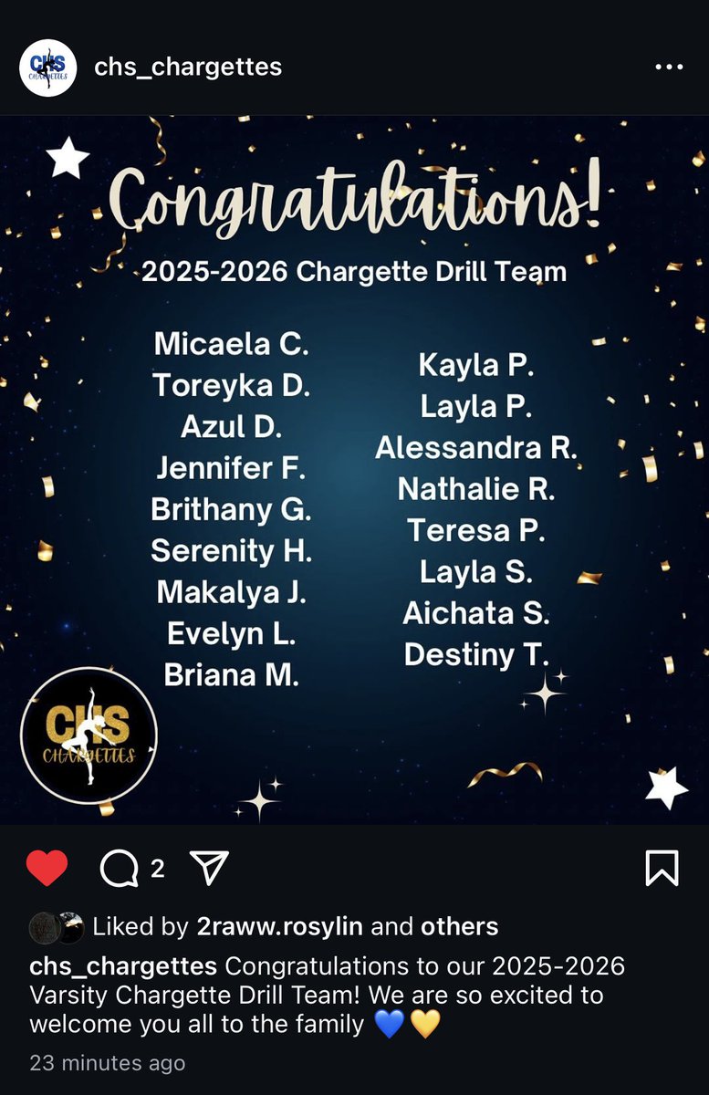 samtasbydance's tweet photo. Congrats to our captain, Brithany Garcia on making the Chargettes team for next school year! @chs_chargettes https://t.co/QVtBVfh5GF