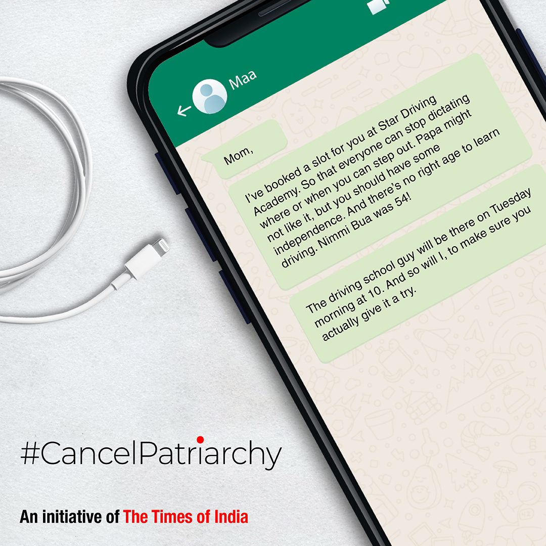 A simple message, but a step towards independence. Let’s cancel the age-old practices that hold us back.

#CancelPatriarchy #BreakTheCycle #TheTimesofIndia