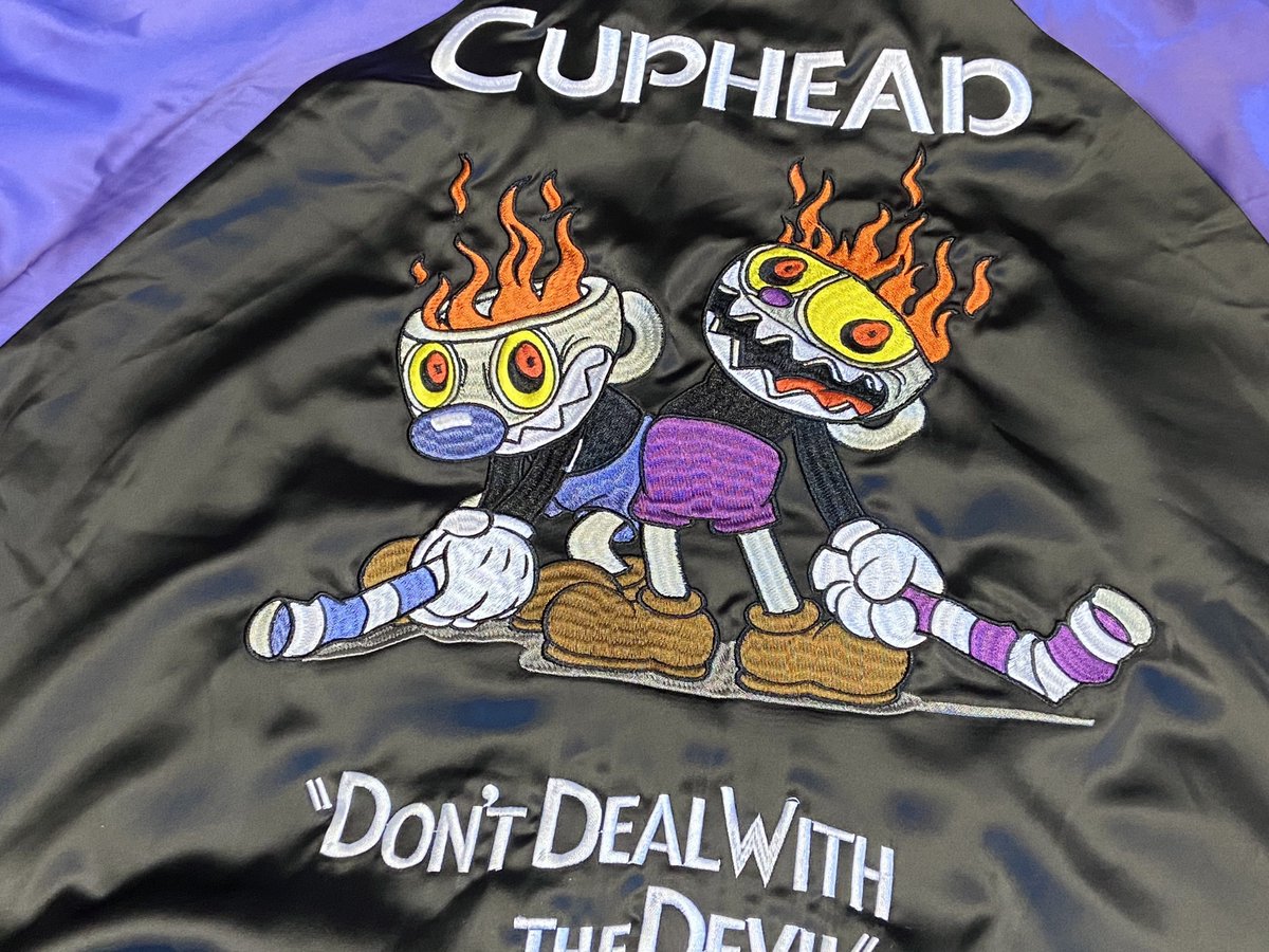 Cuphead スカジャン 黒と紫 CUPHEAD（ #カップヘッド ）のスカジャン通常販売を開始しました