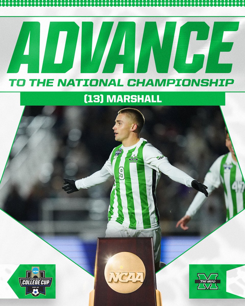 HERE COME THE HERD 🦬

(13) @herdmsoccer defeat (1) Ohio State, 1-0, to advance to the 2024 #MCollegeCup National Championship.