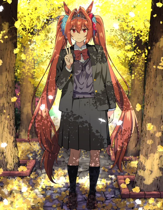 イチョウ並木で記念撮影する中学生ダスカ、でした! #今年も残りわずかなので今年一番伸びた絵を貼る 
