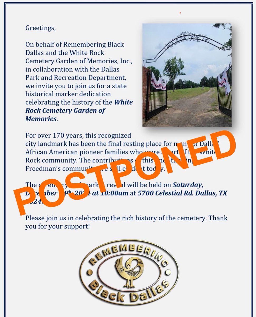 Due to inclement weather, tomorrow’s historical marker dedication has been postponed. Stay tuned for updates on rescheduling for January!