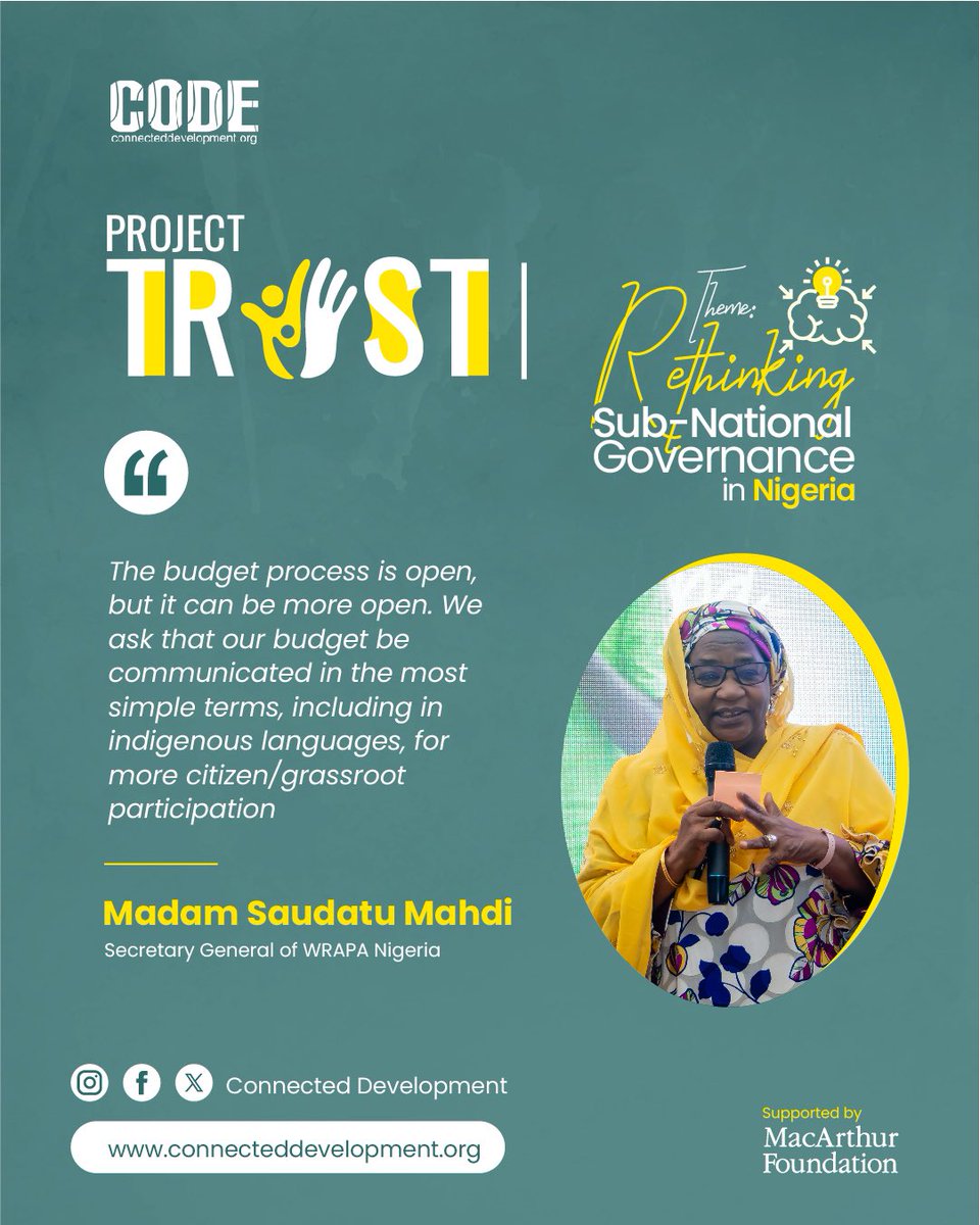 Connected_dev's tweet image. “Trust cannot be built if it cannot be interrogated” Haj. Saudatu Mahdi, Secretary General @WRAPANG blows hot at #ProjectTrustNG close out event, calls for governance processes to be truly opened, so even uneducated citizens in the most remote communities are carried along 👏