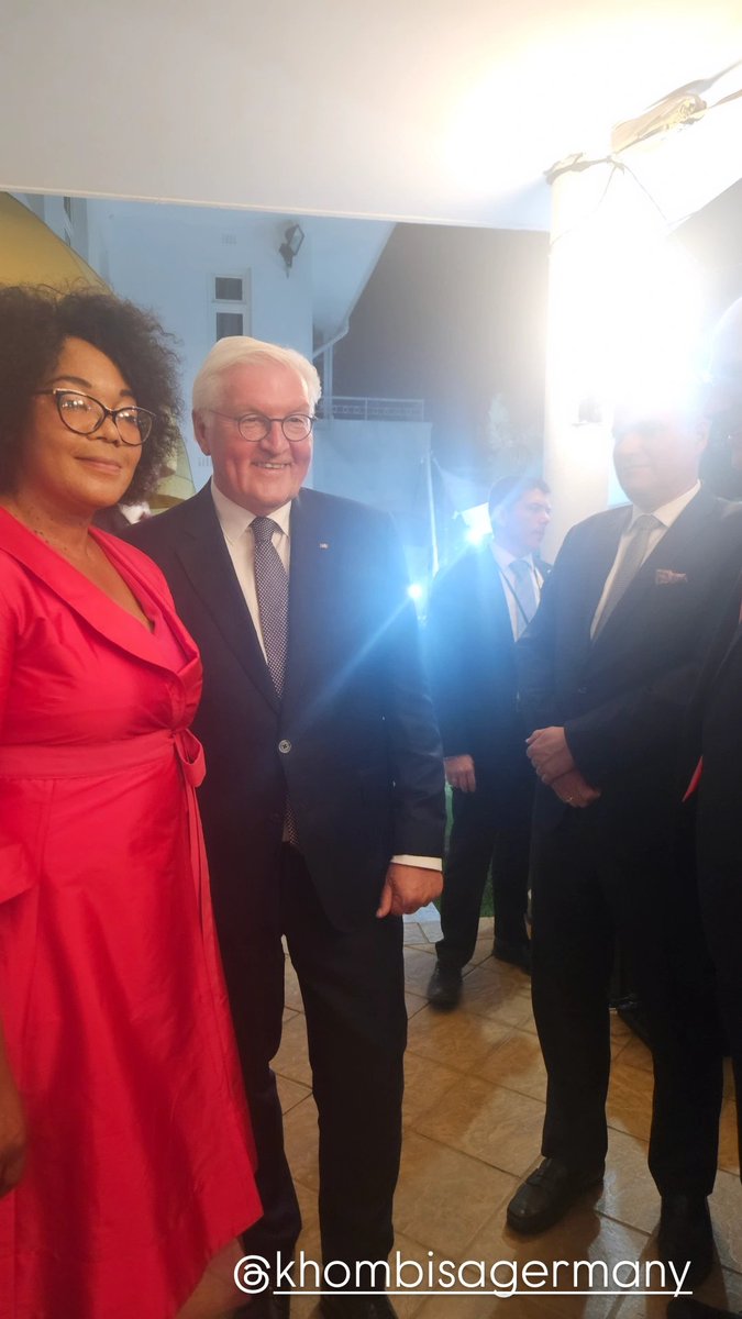 Namritha_'s tweet photo. It was a privilege to meet His Excellency, Federal President Dr. Frank-Walter Steinmeier of Germany. Thank you @AmbPeschke and @GermanyinSA for your gracious hospitality and commitment to fostering strong relations with South Africa. #Partnerships #GermanyInSA #HopeSA https://t.co/vKFrpFEa0x