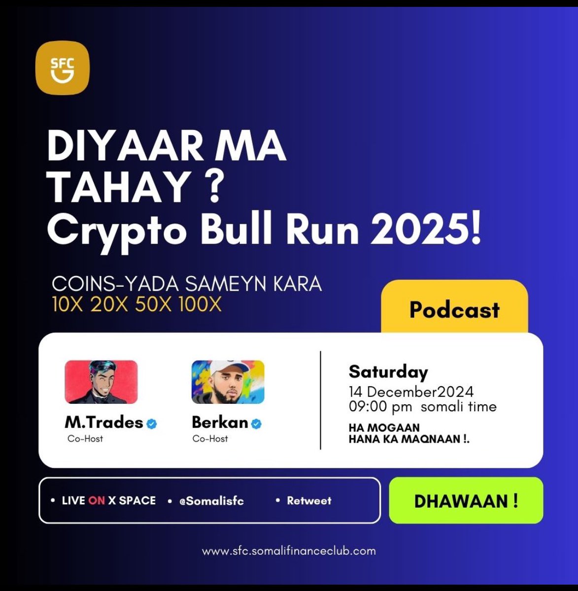cryptostocks247's tweet photo. Ma diyaarsatey well balanced portfolio?, are you investing on the right projects?, are you managing your risk? Sidoo kale baro 10 shay ay tahay qasab inaad samayso saad u guuleysato caawa qalin iyo book soo diyaarso InshaAllah #SFC #cilmi #somali #DYOR https://t.co/oZMX68UaGs