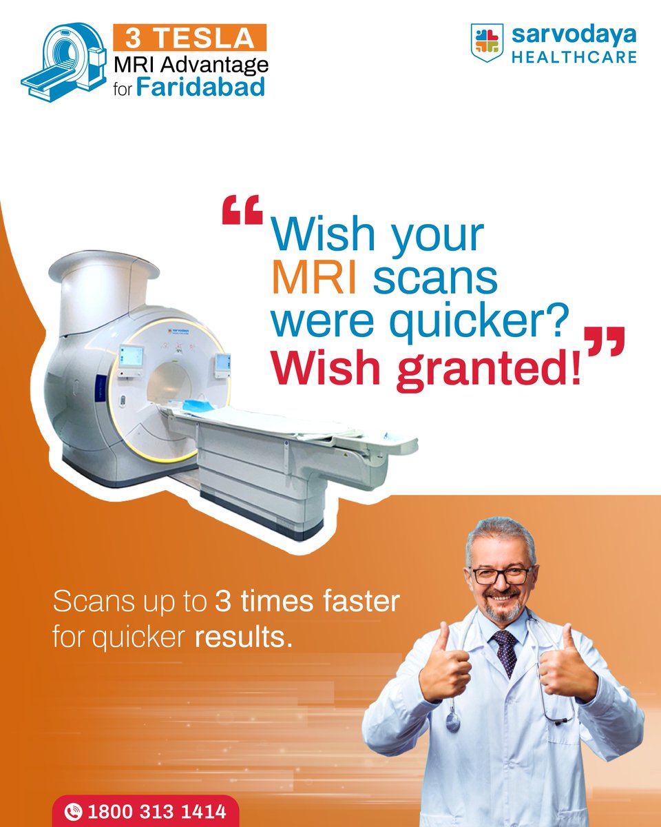 Sarvodaya_Care's tweet image. Why wait for health answers?

The advanced 3 Tesla MRI scans up to 3 times faster, delivering clear results in record time. Spend less time worrying and more time on what matters most.​

Because time saved is care delivered.​

#sarvodayahealthcare #mri #advancetechnology