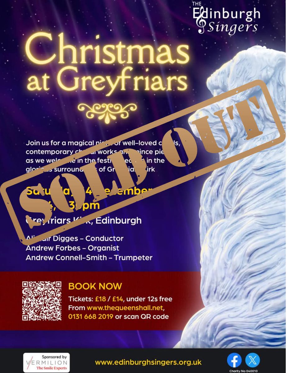 TheEdSingers's tweet photo. IT'S CONCERT DAY!!! Looking forward to seeing all those of you have tickets tonight @greyfriars_kirk for an evening of festive choral favourites, audience carols, mulled wine &amp; mince pies! 🎄🎶
The concert is SOLD OUT so unfortunately we won't have any tickets on the door. https://t.co/qG660TVBV0