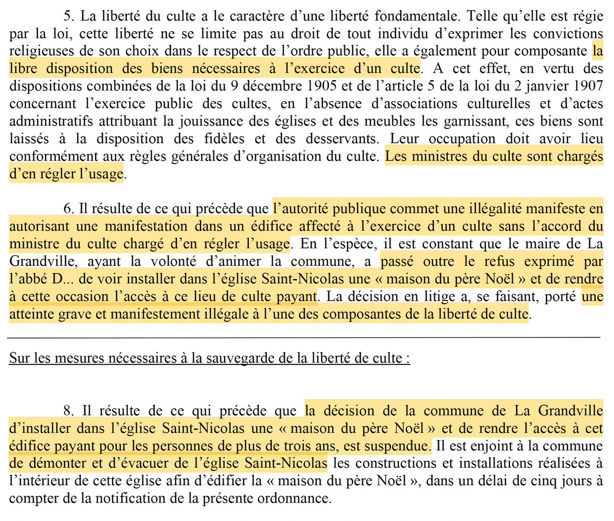 N_Hervieu's tweet photo. Liberté de culte &amp; Père Noël : En référé, la décision d'un maire d'installer une « maison du père Noël » (!) dans une église est suspendue.

Car cette installation a été réalisée contre la volonté du prêtre de la paroisse.

[TA Châlons-en-Champagne, 9 décembre 2024, n° 2403036] https://t.co/3Mm1oYLIwK