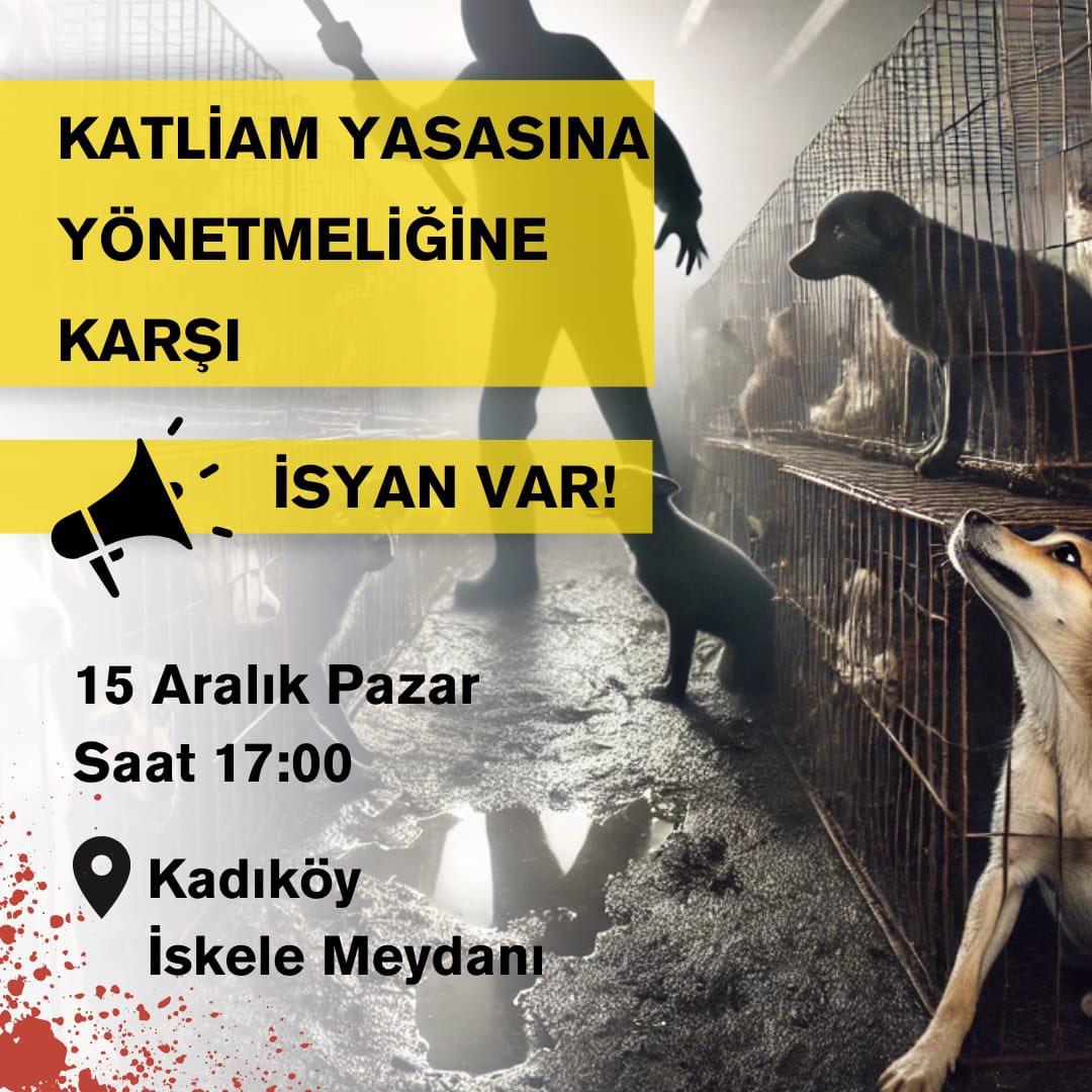 Hayvanların haklarını ‘sözde’ korumak için özgürlük düşmanı, yaşam düşmanı iktidar ve küçük ortağı tarafından çıkarılan bu kanlı yasa ve kanlı yasadan daha kanlı yönetmeliği ile beraber bir türün tamamen yok edilmesinin zemini hazırlandı.

Hayvanseverler olarak, yaşam hakkı