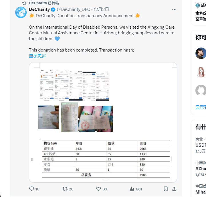 0xRivex's tweet photo. 利用区块链技术，推动Web3慈善的先锋： $DARAM

在Web3快速迭代、充满短期获利诱惑的市场中， $DARAM 以其独特的使命脱颖而出。它不仅仅是一个加密货币项目，更是一个具有深远社会责任感的慈善平台。也让我们看到了Web3的真正潜力——不仅是财富的增长，更是社会价值的实现。

项目使命与背景：从慈善出发，改变世界
$DARAM 的起源并非简单的市场运作，它的使命从一开始就注定与社会责任紧密相连。作为一个去中心化的加密项目，$DARAM 专注于通过加密货币推动全球慈善事业，尤其是帮助自闭症儿童。其背后的 @DeCharity_DEC DeCharity Foundation立足于V神 @VitalikButerin 提出的理念，致力于通过去中心化的方式让社区成员直接参与慈善决策，并确保所有捐赠资金的透明和追溯性。到目前为止，$DARAM 社区已经成功举办了七次慈善活动！

核心机制与基金会细节：去中心化的力量
它通过去中心化自治组织（DAO）运作，赋予社区成员参与决策的权力。基金会遵循 Vitalik Buterin 的建议，确保每一笔捐赠都经过公开记录和透明管理。并且通过区块链技术， $DARAM 打破了传统慈善机构的低效和不透明，确保每一分资金都能真正用到有需要的人身上。

发心与长期价值：正念决定未来
一个项目能走多远，取决于它的“发心”。$DARAM 的发心不仅仅是为了短期利润，而是为了更大的社会责任。在社区每一步决策都围绕着帮助有需要的群体，尤其是自闭症儿童。正是这种初心，使得大鹅能够在 Web3 的快节奏和动荡市场中稳步前行，而不被短期利益左右。尽管许多人在追逐快速回报，$DARAM仍通过坚持其社会责任感，展现了区块链技术的真正潜力。它的长期价值不仅体现在财富的增值，更在于它为全球慈善事业带来的深远影响。

投资不仅是财富增值，更是社会责任的履行
$DARAM 让我们明白，投资不应该仅仅是为了财富的增长，它更是一种社会责任的担当。通过投资大鹅，我们不仅是在追求个人财富的增值，更是在为全球慈善事业贡献力量。未来，$DARAM的潜力无可限量，它将成为Web3世界中真正值得关注和参与的项目。
$DARAM #慈善 #Web3 #DAO #社会责任 #透明捐赠 #改变世界