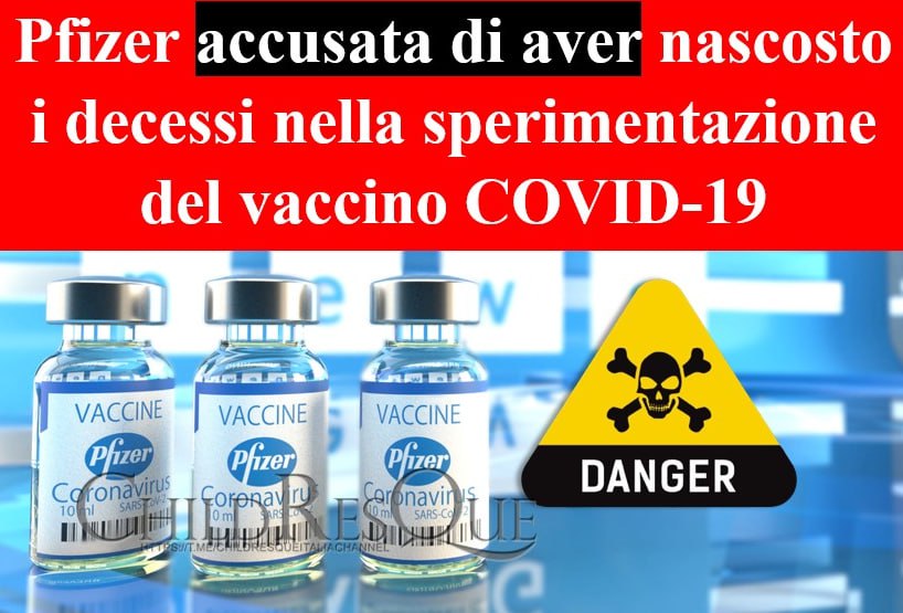 Bera49164308's tweet photo. 💥#PFIZER ACCUSATA DI AVER NASCOSTO I #DECESSI NELLA SPERIMENTAZIONE DEL VACCINO COVID-19💥
ChildResQue ha pubblicato oltre 780 post e studi sui #vaccini #CovidIsAirborne_19, chi ci ha seguito sapeva quali fossero i rischi
#14dicembre
#danger #vaccines https://t.co/pDGFWUpzWW