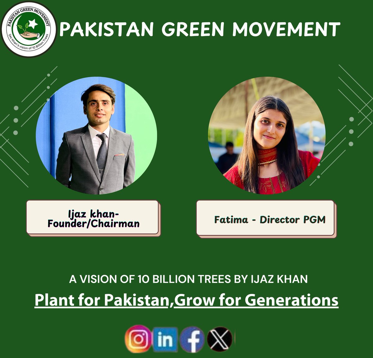 Pakgreen24's tweet photo. The Pakistan Green Movement (PGM) is an inspiring five-year national initiative, dedicated to fostering environmental sustainability through grassroots mobilization and transformative change. 
 
#PakistanGreenMovement
#environmentalsustainability 
#Leadership
#GreenPakistan https://t.co/LEhQ3v4FiC