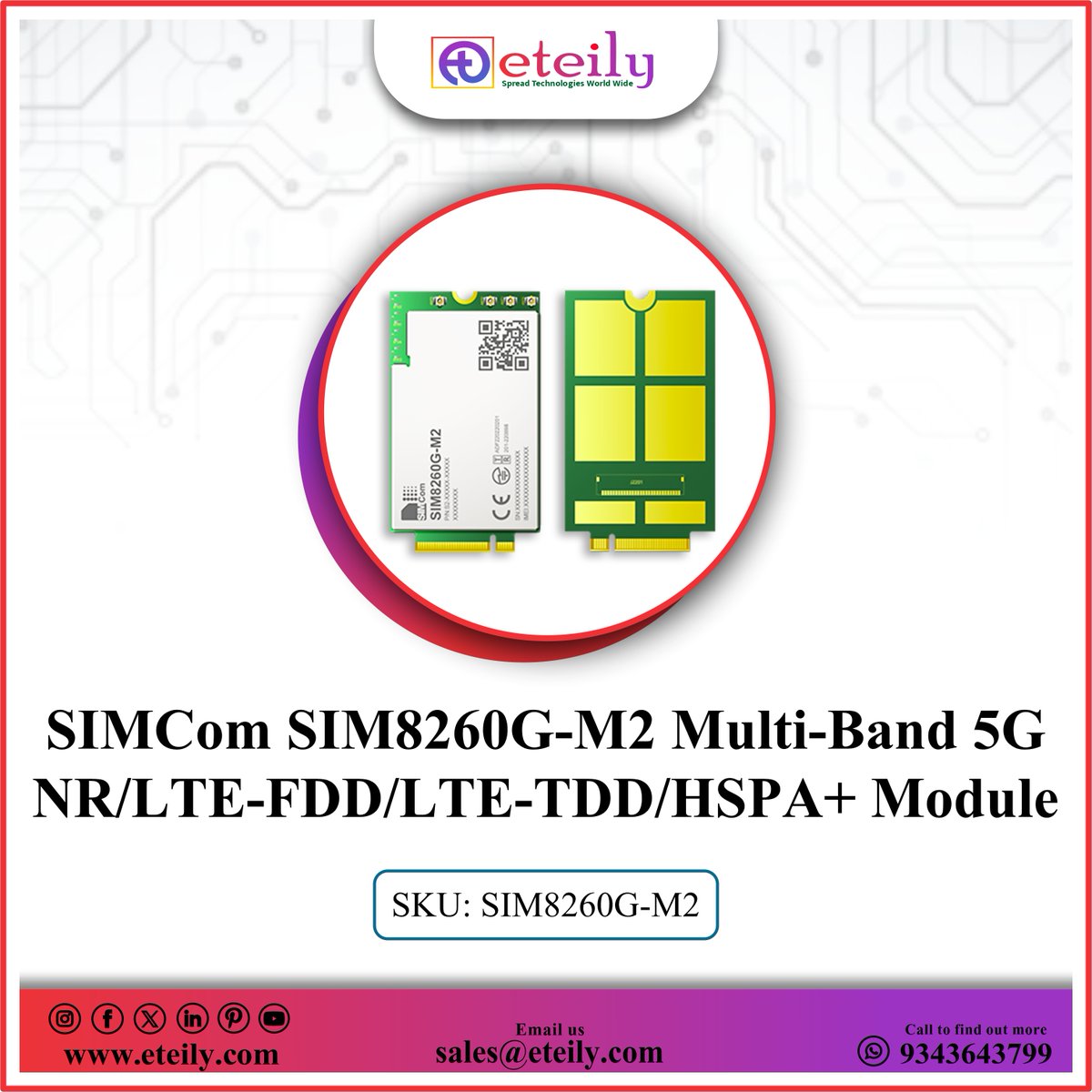 eteilyindia's tweet photo. Eteily Technologies India Pvt. Ltd.
✅SIMCom SIM8260G-M2 Multi-Band 5G NR/LTE-FDD/LTE-TDD/HSPA+ Module
✅SKU: SIM8260G-M2

For More Info -
👉Contact Us - 9343643799 📞
👉Website - https://t.co/vQc6lBHTky

#eteilyindia #simcom #multiband #5g #ltefdd #ltetdd #hspa #module #rfmodule https://t.co/k14yHPHqao