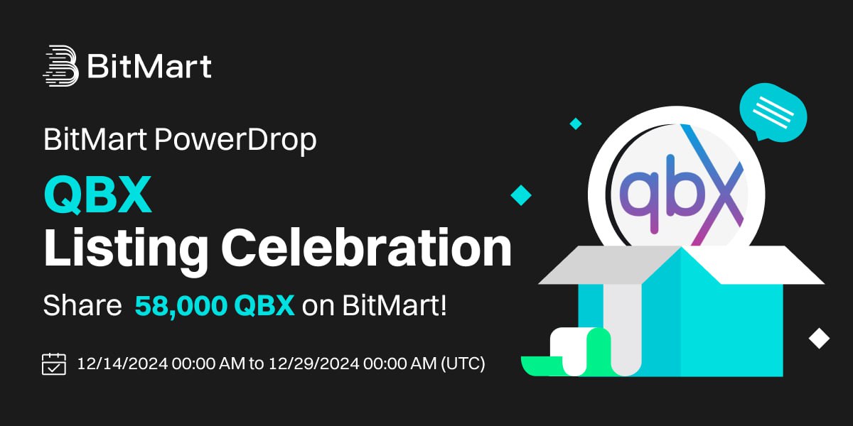BitMart_VN's tweet image. 🎉 Đang Diễn Ra!🎉

Sự kiện #BitMartPowerDrop có sự góp mặt của QBX Token đã diễn ra!

Hãy tham gia bữa tiệc và giành lấy phần thưởng trị giá 58,000 QBX! 🎁🔥

🎁 Social Media Giveaway - Theo dõi @BitMartExchange &amp;amp; @qiibeefdn , QT, tag 3 người bạn, và bạn có cơ…