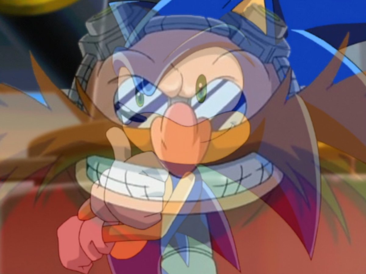 Goodassbsby's tweet image. “I'M the one who should rule this world!”

Dr Eggman managed to take over Sonic's body to use them in his plans, thanks to Sonic's speed + plus Eggman's technology, he has become a great danger to everyone.