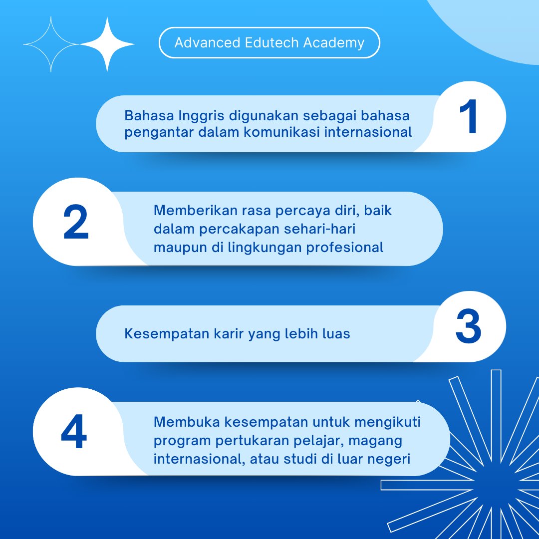 bahasodotcom's tweet photo. Desember adalah waktu yang tepat untuk merencanakan resolusi tahun baru! Apakah belajar bahasa Inggris menjadi salah satu dari resolusi Kamu?

#bahaso #advancededutechacademy #resolusi #tahunbaru2025 #newyear https://t.co/oJEddhZhQw