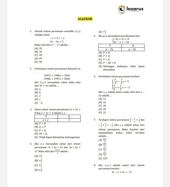 __happykiyowo's tweet photo. 🧑🏻🔬📂 Latihan Soal Pengetahuan Kuantitatif
—☆ Aljabar 🌱🌻
Source: Alternatifa
∘˚˳° every repost and like will be apreciate 💗
#studytwitt #snbt #snbt2025 #AMBISVERSE #alternatifa #cakiessarchive https://t.co/eZXd9hbFuL
