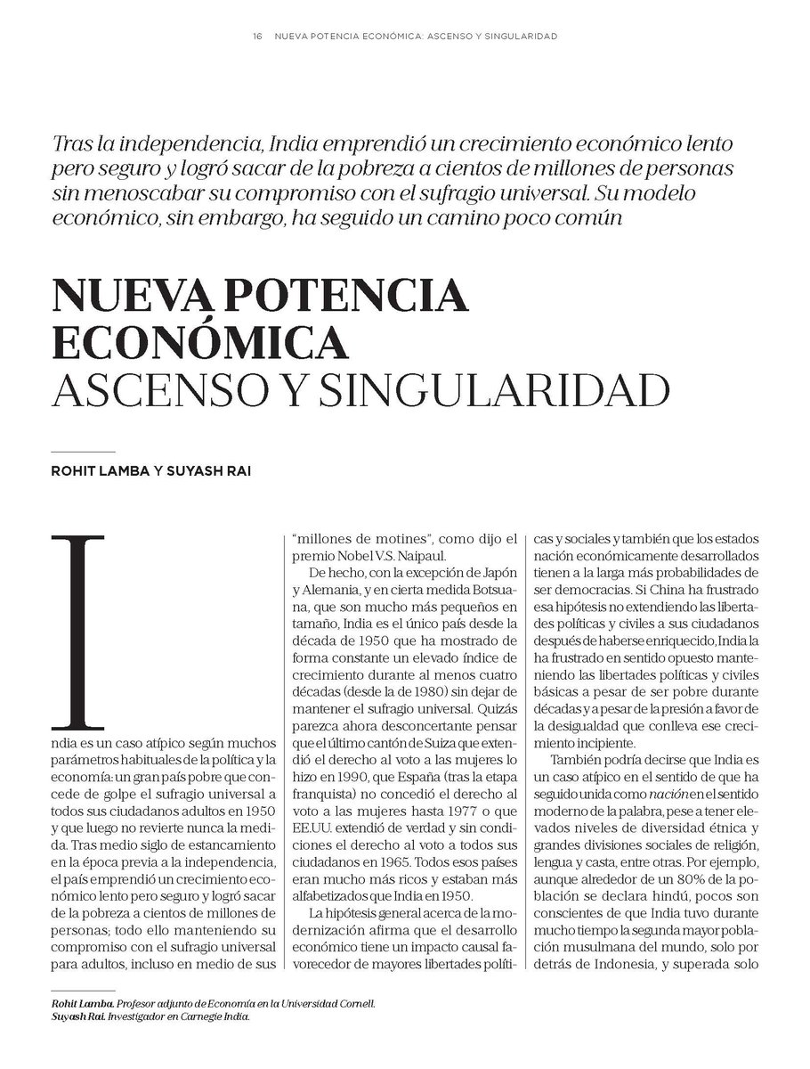 Rohit Lamba (@rohlamba) on Twitter photo Very excited to share our new essay "The rise of a new economic power" with my friend <a href="/suyashrai/">Suyash Rai</a> in the quarterly magazine published by leading Spanish newspaper <a href="/LaVanguardia/">La Vanguardia</a>.
Link to the essay (first Spanish, then English): static1.squarespace.com/static/6558424… Very excited to share our new essay "The rise of a new economic power" with my friend <a href="/suyashrai/">Suyash Rai</a> in the quarterly magazine published by leading Spanish newspaper <a href="/LaVanguardia/">La Vanguardia</a>.
Link to the essay (first Spanish, then English): static1.squarespace.com/static/6558424…