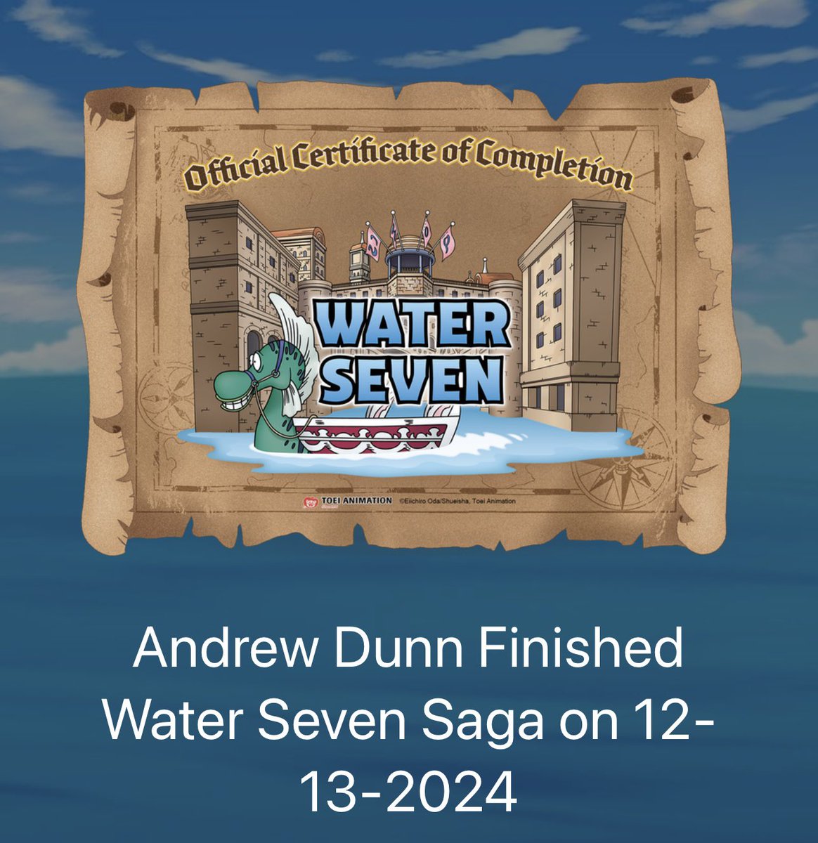 AndrewNDunn's tweet photo. Finished Water 7 and just arrived at Enies Lobby. 

Those episodes flew by! 

 #ONEPIECECHALLENGE https://t.co/NcbDsNbqr7
