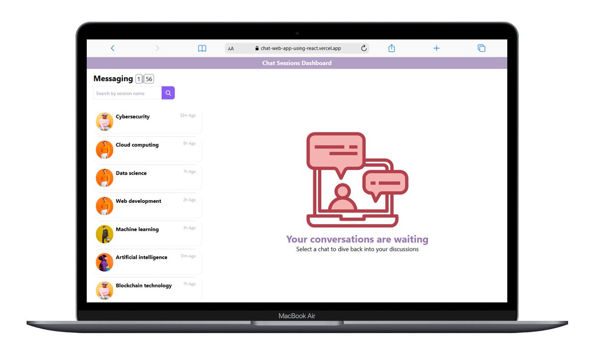 shcodify's tweet image. Built a Chat web application using #ReactJS , #Typescript , #TailwindCSS and #RESTapi.

#frontend #uiuxdesign #LearningJourney  #WebDevelopment #webdesign