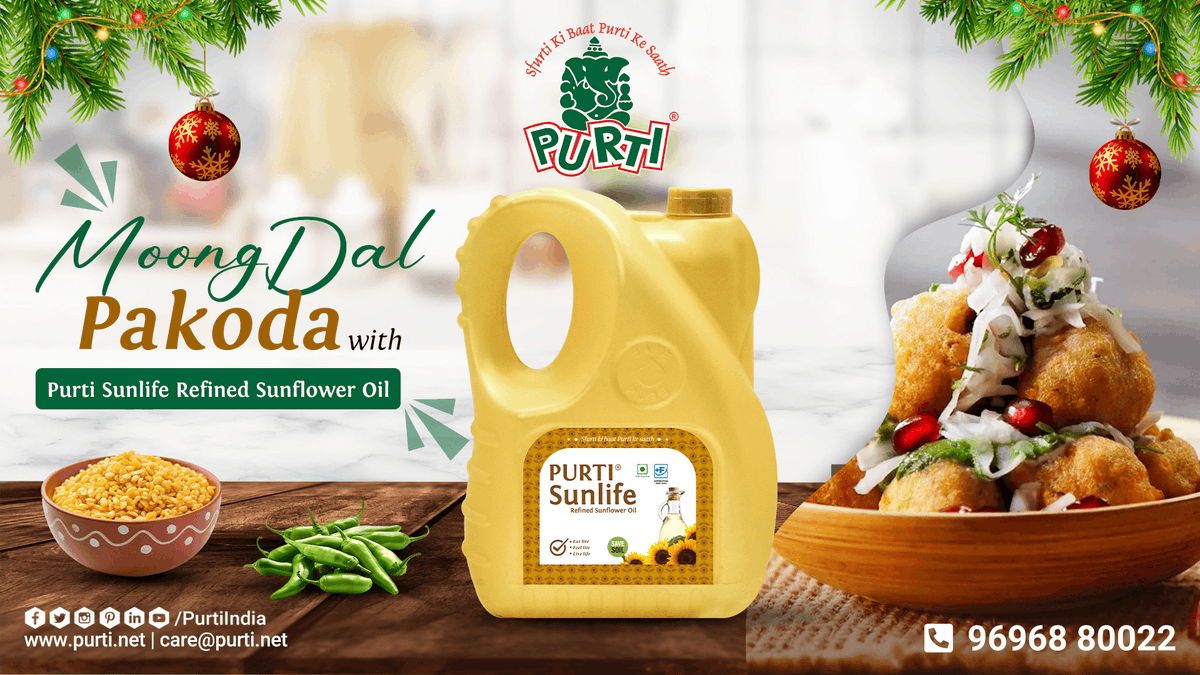 PurtiIndia's tweet photo. Crunchy, golden 𝐌𝐨𝐨𝐧𝐠 𝐃𝐚𝐥 𝐏𝐚𝐤𝐨𝐝𝐚𝐬, fried to perfection with 𝐏𝐮𝐫𝐭𝐢 𝐒𝐮𝐧𝐥𝐢𝐟𝐞 𝐎𝐢𝐥 – a crispy delight for every bite! 🌟🍽️
https://t.co/Q17T8Ilj9r
#Purti #EdibleOil #CookingOil #PurtiSunlifeOil #MoongDalPakoda #CrispyDelights #SnackTime #FriedGoodness https://t.co/BTCTE0GU0c