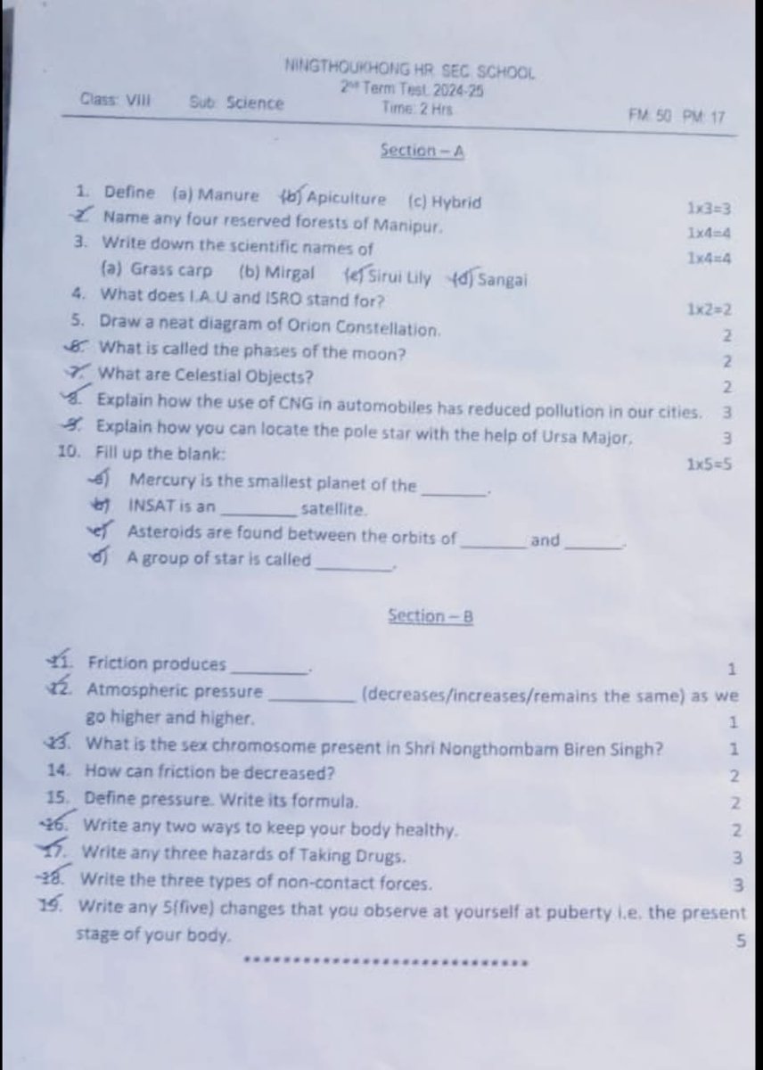 ChetryBikash's tweet photo. If Question 13 from this exam paper is real and not fake or morphed, it’s absolutely shameful to include such a question about Manipur Chief Minister N. Biren Singh. Schools must focus on education, not political agendas.

 #ShamefulQuestion #Manipur https://t.co/BpZlOpY6oC