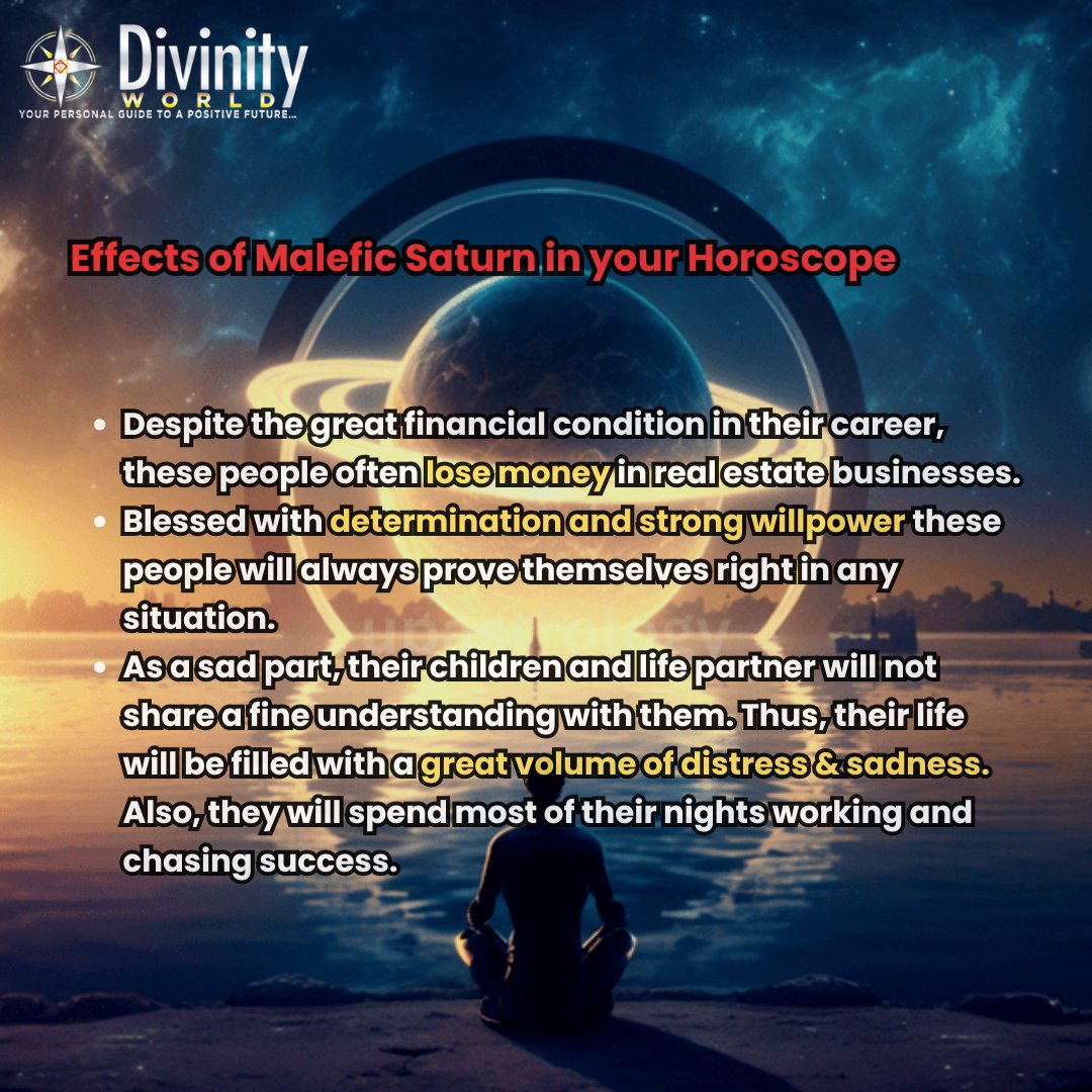 _DivinityWorld's tweet image. What is Saturn all about?
Malefic or Benefic? (3/3)

For Consultation, Visit Website: divinityworld.com⁠ Or, Call Us: +91 9990555034 / +9111141185034

#divinityworld #astrology #vedicastrology #Horoscope #zodiac #saturn #saturnnlovers #planets