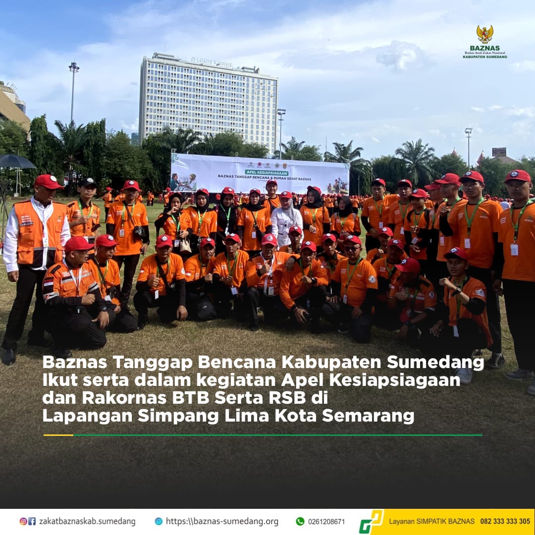 BaznasSumedang's tweet photo. Sumedang Siapp...🫡🫡🫡

BAZNAS Tanggap Bencana Kabupaten Sumedang ikut serta dalam kegiatan Apel Kesiapsiagaan dan Rakornas BTB serta SBT di Lapangan Simpang Lima Kota Semarang.

Selengkapnya, yuk simak di postingan berikut.

#BTB #baznaskabsumedang #baznas #sumedang #bencana https://t.co/wNN5TMLPtU