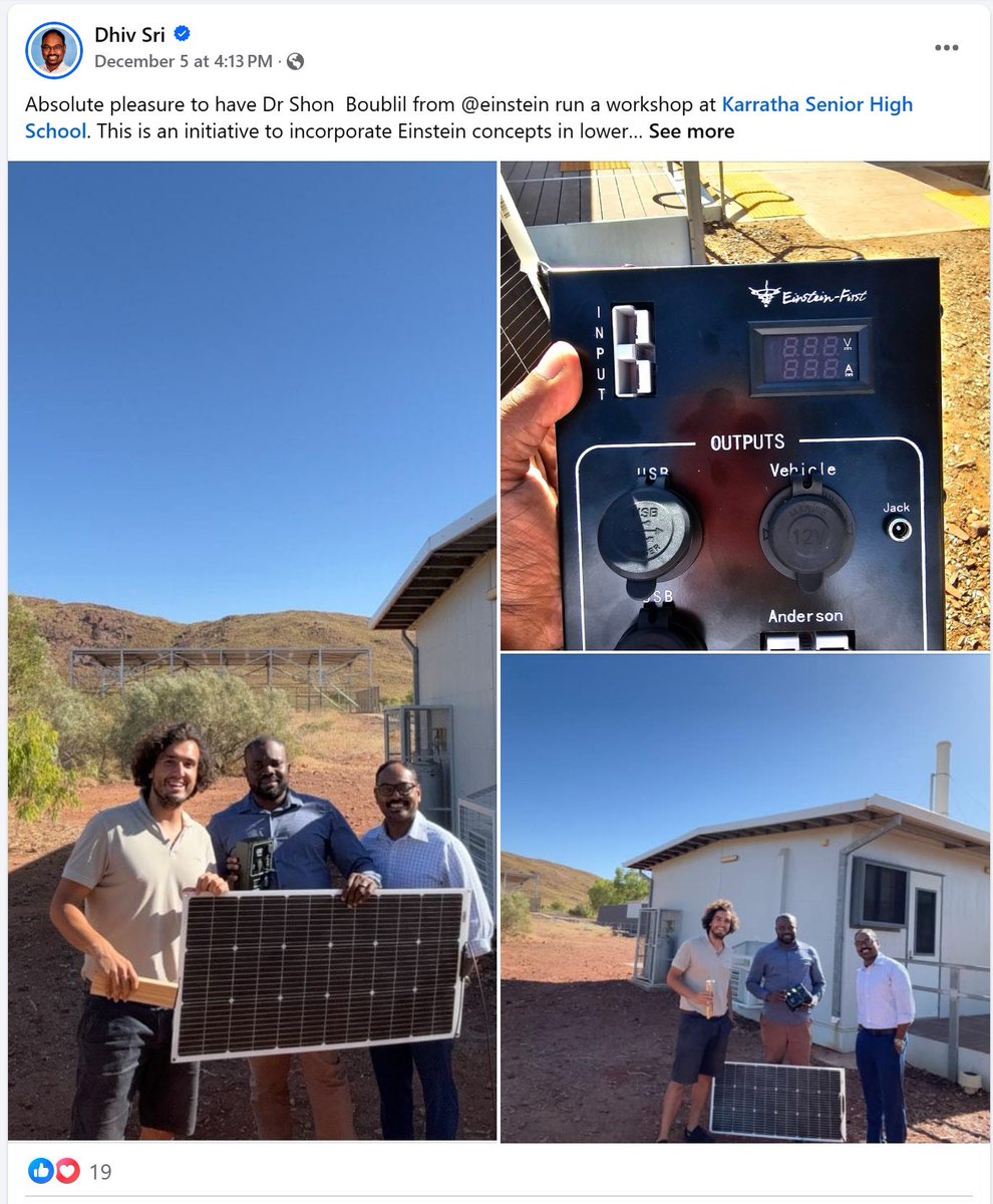 Shon Boublil (@shonboublil) on Twitter photo Bringing Einsteinian energy and renewable energy directly into the classroom. Thank you Timothy and Dhiv for hosting me in Karratha to deliver an Einstein-first full day immersion.
<a href="/einstein_first/">Einstein-First</a> <a href="/ARC_OzGRav/">OzGrav</a> <a href="/uwanews/">UWA</a> <a href="/PhysicsUwa/">Department of Physics at University of WA</a> Bringing Einsteinian energy and renewable energy directly into the classroom. Thank you Timothy and Dhiv for hosting me in Karratha to deliver an Einstein-first full day immersion.
<a href="/einstein_first/">Einstein-First</a> <a href="/ARC_OzGRav/">OzGrav</a> <a href="/uwanews/">UWA</a> <a href="/PhysicsUwa/">Department of Physics at University of WA</a>
