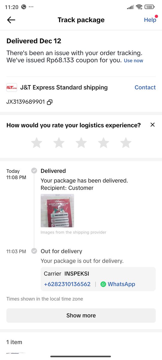 ryan_janzrick's tweet photo. @jntexpressid ini gimana barang belum sampai, status di ganti delivered, bukti foto delivered juga asal. Orderan Dari 2 December ga sampai2. https://t.co/29RbXOFSBa