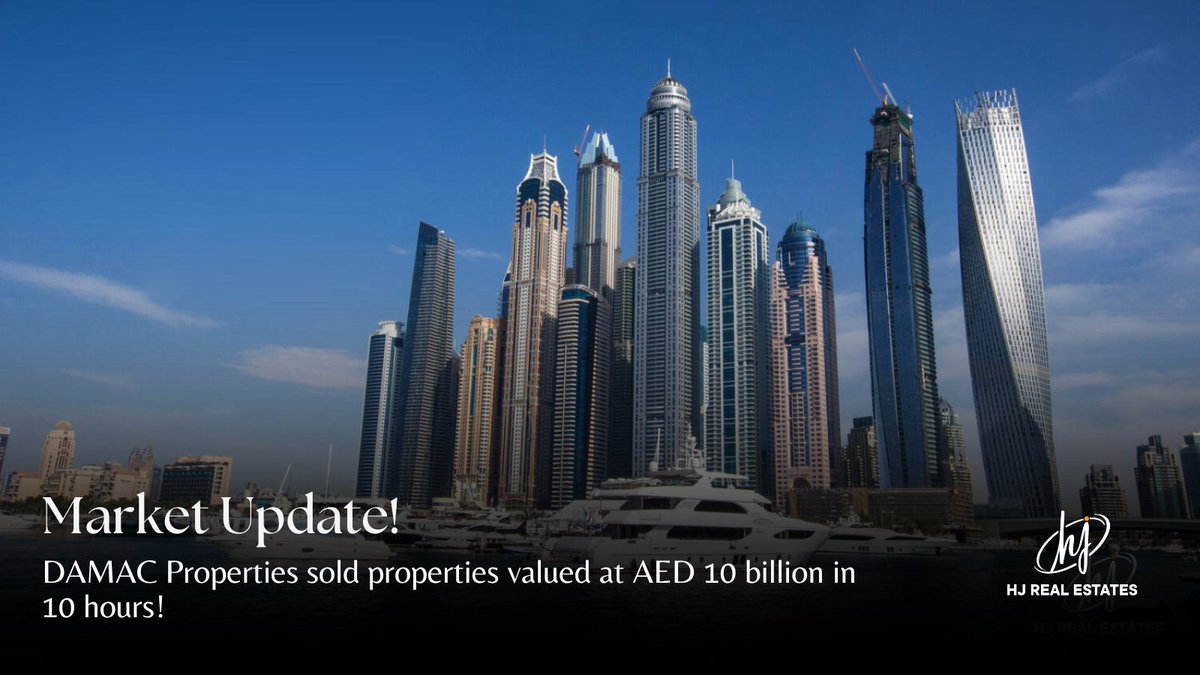 HJRealestates's tweet photo. 🚨DAMAC Does It Again!
In an unbelievable feat, DAMAC Properties sold a jaw-dropping AED 10 billion properties in just 10 HOURS! 🏙️
🌐 https://t.co/KdUh2GeqvN
#hjrealestates #hj #dubai #dubaiproperties #dubairealestate #dubainews #dubaimarketupdates #damacislands https://t.co/fVvl6iYZBF