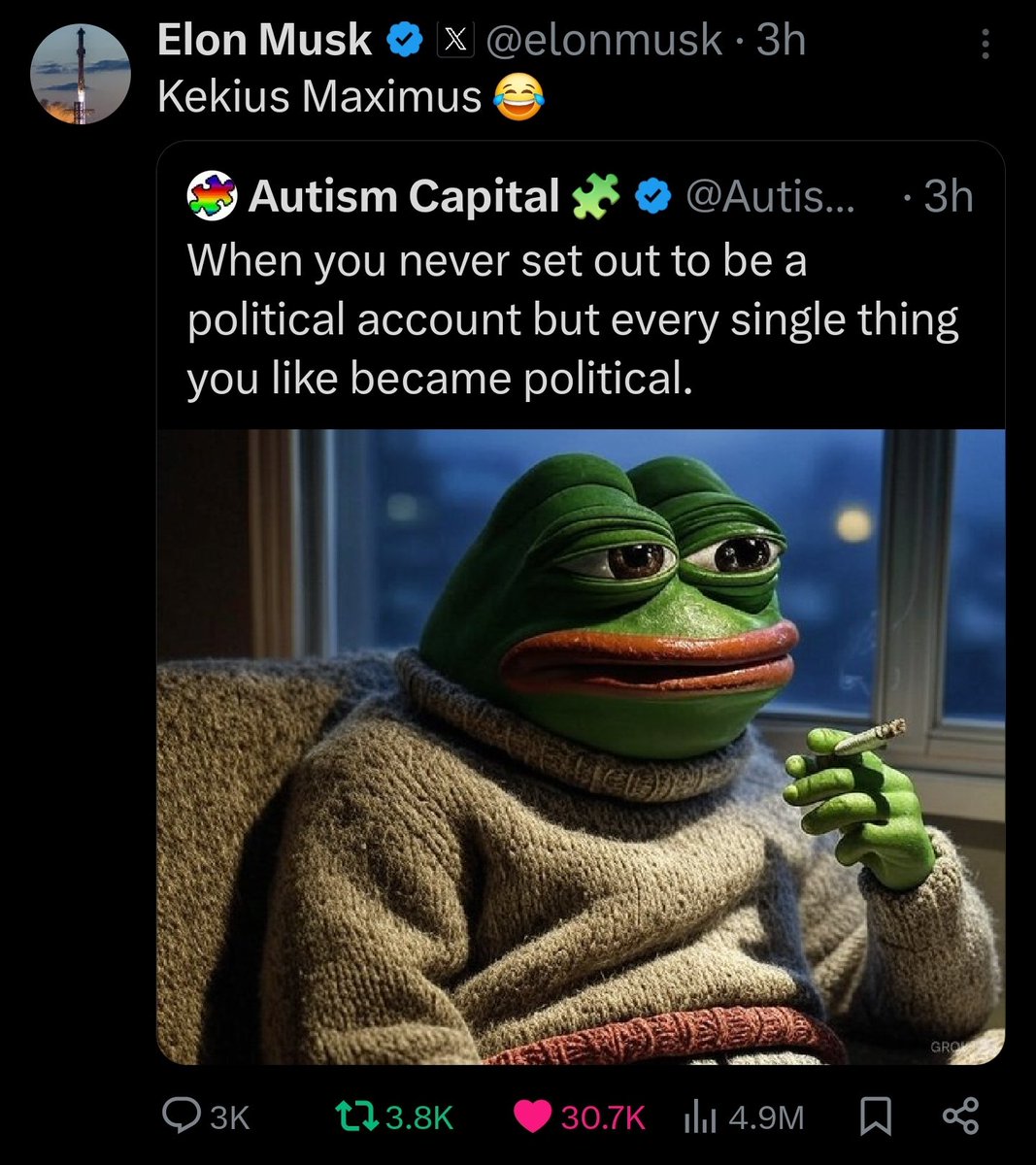 Waking up to a new Elon $PEPE post every day feels nice.