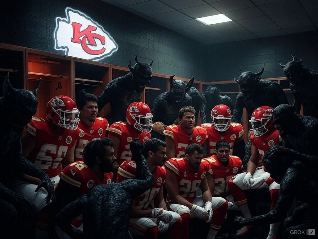 BREAKING: The Chiefs are found guilty of demonic worship, where Taylor Swift was the high priestess, leading a ritual where the team's playbook was rewritten in blood, and their victories are now powered by dark magic and her secret satanic pop hits!
#Chiefs #NFL