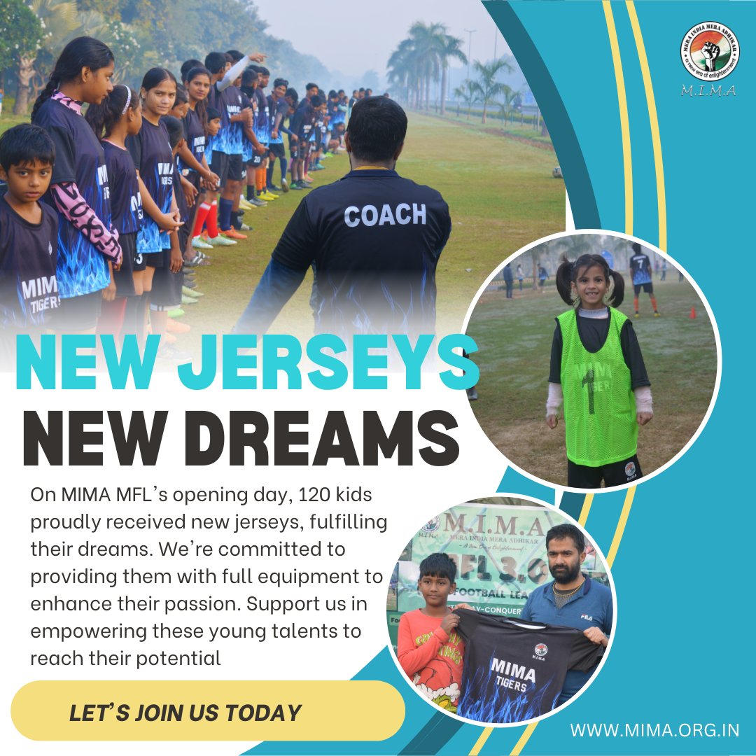 MIMA_NGO's tweet photo. ⚽✨ A dream came true for 120 kids as they received their brand-new jerseys on the opening day of MIMA MFL! Their excitement and smiles say it all. We're now looking forward to providing them with full equipment to fuel their passion for football and unlock their potential. https://t.co/pwinsvzFAf