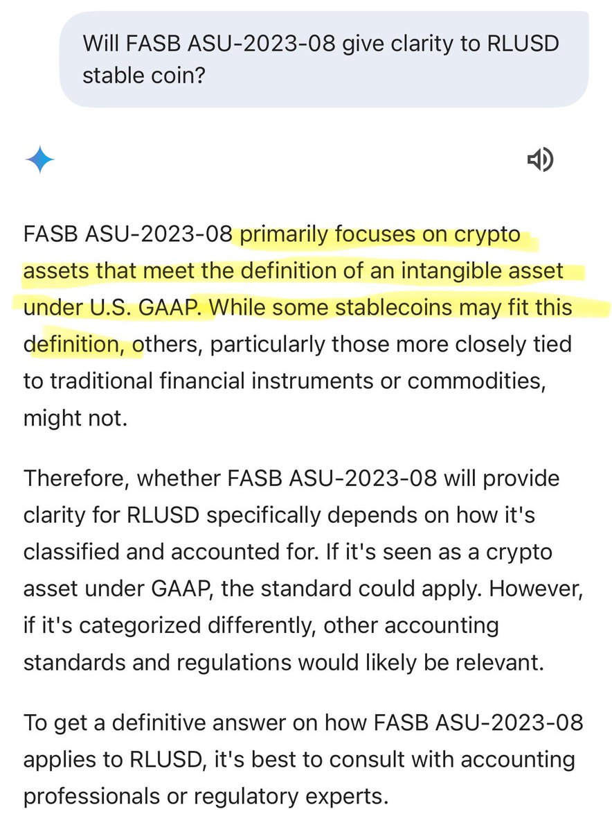 🚨🚨🚨🚨🚨🚨🚨 FASB ASU-2023-08 will become effective December 15, 2024  this Sunday It gives clarity for crypto assets that is backed by intangible  assets, such as gold RLUSD is backed by gold as
